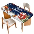 thumbnail image 1 of Navy Blue Christmas Table Cloths for 4 Foot Rectangle Tables, Santa Elk Gifts Snowflake Winter Xmas Tree Patio Waterproof Elastic Fitted Tablecloths, Washable Rectangular Table Cover for Camping, 1 of 8