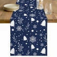 thumbnail image 1 of Navy Blue Christmas Table Runner 108 Inches Long Farmhouse Dress Scarves, Xmas Trees Snowflake Winter Botanical Dining Tablerunner for Coffee Table/Kitchen Island/Party Décor, 13" x 108", 1 of 8
