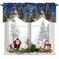 thumbnail image 1 of Navy Blue Christmas Tie Up Valances Curtain, Xmas Snowman Tree Elk Snowflake Adjustable Rod Pocket Short Window Treatment Tie Up Curtains Valances for Kitchen Living Room Bathroom 42x18 Inches, 1 of 9