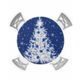 thumbnail image 1 of Navy Blue Christmas Tree Table Cloth, Round Fitted Tablecloths with Elastic Edge, Balls Snowflake Xmas Tree Wipeable Waterproof Table Cover for Kitchen Wedding 36-44 Inches, 1 of 6