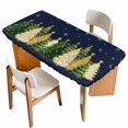thumbnail image 1 of Navy Blue Christmas Tree Table Cloths for 3 Foot Rectangle Tables, Xmas Tree Winter Snowflake Patio Waterproof Elastic Fitted Tablecloths, Washable Rectangular Table Cover for Camping, 1 of 8