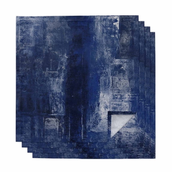 Navy Blue Cloth Napkins, Retro Oil Painting Modern Abstract Art Aesthetics Washable and Reusable Dinner Napkins Set of 4, Table Napkin for Kitchen Party Birthday Wedding Hotel Housewarming 20"x20"