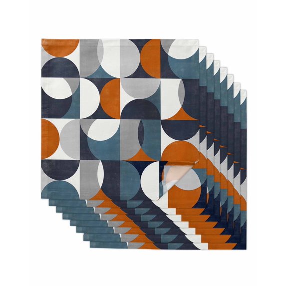 Navy Blue Cloth Napkins Washable Set of 8, Middle Century Modern Geometric Abstract Art Reusable Dinner Table Napkins Cloth Bulk for Weddings Kitchen Restaurants Hotel Events Parties 20 x 20 Inch