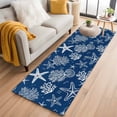 thumbnail image 1 of Navy Blue Coastal 2'x6' Runner Rugs for Hallway Kitchen Bedside Non Slip Washable, Nautical Beach Starfish Coral Summer Entryway Rug Runners with Rubber Backing, Long Carpet Runner for Laundry Room, 1 of 8