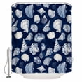 thumbnail image 1 of Navy Blue Coastal Bathroom Shower Curtains with 12 Hooks Polyester Waterproof Shower Curtain for Stalls and Bathtubs Shell Conch Summer Beach Nautical Decorative Bathroom Privacy Curtain 36x72 Inches, 1 of 8