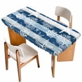 thumbnail image 1 of Navy Blue Coastal Beach Table Cloths for 3 Foot Rectangle Tables, Nautical Starfish Coral Vintage Wooden Patio Waterproof Elastic Fitted Tablecloths, Washable Rectangular Table Cover for Camping, 1 of 8