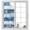 thumbnail image 1 of Navy Blue Coastal Beach Window Privacy Film, Nautical Starfish Coral Vintage Wooden Static Cling UV Sun Blocking Heat Control Window Tint Day and Night, Non-Adhesive One Way Privacy Cover 23.6''x59'', 1 of 7