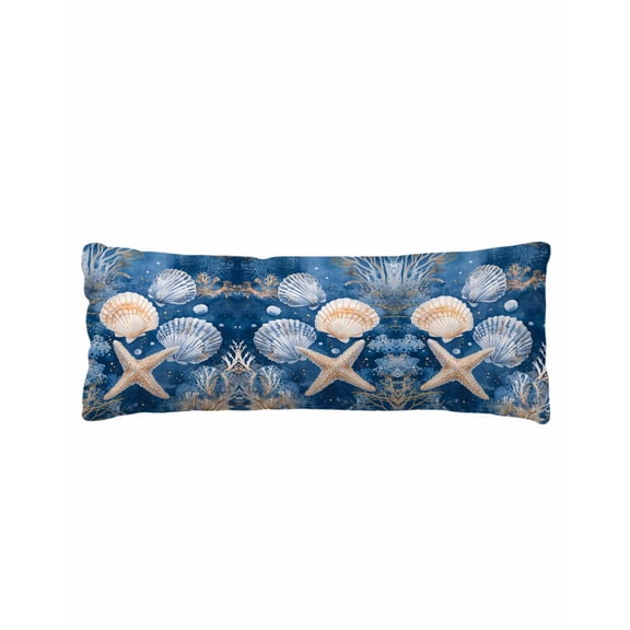 Navy Blue Coastal Body Pillow Cover 20 x 60 Inch Decorative Pillow Cover Nautical Summer Beach Starfish Coral Lumbar Pillowcase Seasonal Rectangle Cushion Case for Couch Sofa Bed Living Room
