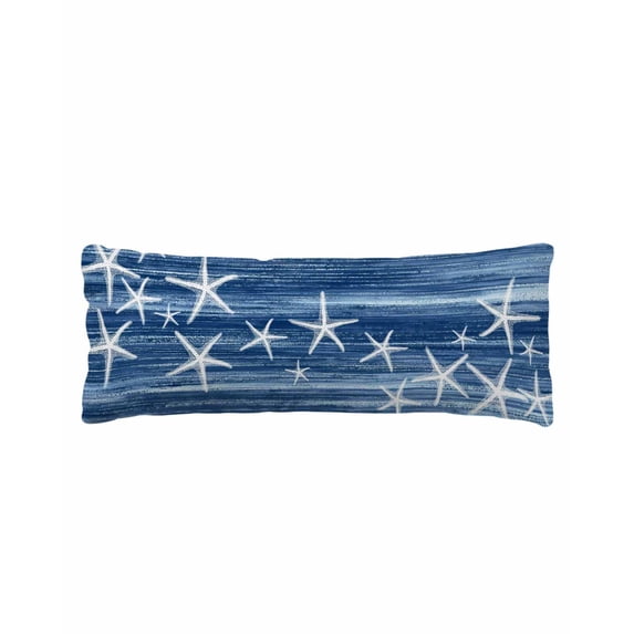Navy Blue Coastal Body Pillow Cover 20 x 60 Inch Decorative Pillow Cover Summer Ocean Waves Ombre Sea Starfish Lumbar Pillowcase Seasonal Rectangle Cushion Case for Couch Sofa Bed Living Room