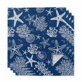thumbnail image 1 of Navy Blue Coastal Cloth Napkins, Nautical Beach Starfish Coral Summer Washable and Reusable Dinner Napkins Set of 4, Table Napkin for Kitchen Party Birthday Wedding Hotel Housewarming 20"x20", 1 of 9