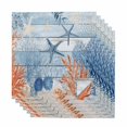 thumbnail image 1 of Navy Blue Coastal Cloth Napkins, Starfish Coral Summer Nautical Wooden Washable and Reusable Dinner Napkins Set of 6, Table Napkin for Kitchen Party Birthday Wedding Hotel Housewarming 20"x20", 1 of 9