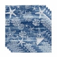 thumbnail image 1 of Navy Blue Coastal Cloth Napkins, Summer Beach Nautical Starfish Coral Vintage Washable and Reusable Dinner Napkins Set of 4, Table Napkin for Kitchen Party Birthday Wedding Hotel Housewarming 20"x20", 1 of 9