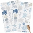 thumbnail image 1 of Navy Blue Coastal Kitchen Towel Dish Cloths Set of 2, Microfiber Soft Kitchen Hand Towels, Nautical Summer Beach Coral Sea Turtle Absorbent Quick Drying Dishcloths 18 x 28 Inches, 1 of 8