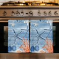 thumbnail image 1 of Navy Blue Coastal Kitchen Towels Set of 2, Starfish Coral Summer Beach Nautical Ocean Absorbent Dish Towels for Kitchen, Microfiber Hand Towel, Quick Drying Tea Towel for Cleaning Dishcloths, 1 of 7
