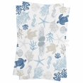 thumbnail image 1 of Navy Blue Coastal Kitchen Towels Set of 2, Water Absorbent Dish Towel, Nautical Summer Beach Coral Sea Turtle Decorative Hand Towels - Quick Drying Cloth for Cooking Baking, 18x28 Inch, 1 of 8