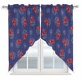 thumbnail image 1 of Navy Blue Coastal Kitchen Window Curtains, Swag Curtains Valance for Bedroom Living Room Bathroom, Red Lobster Nautical Ocean Rod Pocket Window Treatment Curtain Block Drapes 2 Panels 28"x36", 1 of 9