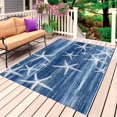 thumbnail image 1 of Navy Blue Coastal Outdoor Rug 5x8 Ft, Non Slip Washable Area Rug, Summer Ocean Waves Ombre Sea Starfish Patio Rugs Carpet Runner, Large Floor Mat for Indoor/Outdoor Deck Porch Camping, 1 of 8