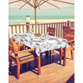 thumbnail image 1 of Navy Blue Coastal Outdoor Tablecloth - 60x102 Inch Dining Table Cover, Summer Beach Starfish Ocean Nautical Coral Shell Waterproof Outdoor Table Cloth with Umbrella Hole & Zipper for Picnic, 1 of 1