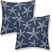 Navy Blue Coastal Pillow Covers 20x20 Inch 2 Pcs Sea Starfish Decor Throw Pillows Nautical Beach Ocean Themed Summer Outdoor Holiday Decoration Pillowcase Linen Cushion Cover for Couch Sofa
