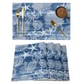 thumbnail image 1 of Navy Blue Coastal Placemats Set of 4 Nautical Coral Starfish Shell Octopus Sea Place Mats Indoor Wipeable Table Mats Washable Dining Table Placemats for Kitchen Holiday Party Home Decor 13x19 Inch, 1 of 9