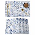 thumbnail image 1 of Navy Blue Coastal Placemats Set of 4, Nautical Ocean Shell Starfish Sea Placemats for Dining Table, Place Mats for Kitchen Tabletop, Waterproof Wipeable Dining Table Mats Set, 1 of 9