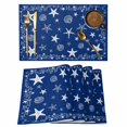 thumbnail image 1 of Navy Blue Coastal Placemats Set of 6 Summer Beach Starfish Shell Nautical Place Mats Indoor Wipeable Table Mats Washable Cloth Dining Table Placemats for Kitchen Holiday Party Home Decor 13x19 Inch, 1 of 9