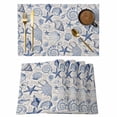 thumbnail image 1 of Navy Blue Coastal Placemats Set of 8, Nautical Ocean Shell Starfish Sea Rustic Placemats for Dining Table, Place Mats for Kitchen Tabletop, Waterproof Wipeable Dining Table Mats Set, 1 of 9
