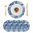 thumbnail image 1 of Navy Blue Coastal Round 15 Inch Placemats Set of 4, Nautical Starfish Coral Jellyfish Shell Sea HeatResistant Non Slip Place Mats for Dining Table, Wipeable Kitchen Table Mats for Housewarming, 1 of 9