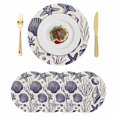 thumbnail image 1 of Navy Blue Coastal Round 15 Inch Placemats Set of 4, Summer Beach Ocean Coral Shell Rustic HeatResistant Non Slip Place Mats for Dining Table, Wipeable Braided Kitchen Table Mats for Housewarming, 1 of 9