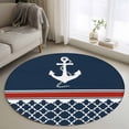 thumbnail image 1 of Navy Blue Coastal Round Area Rug 4Ft Washable Circle Rugs for Bedroom Dining Room, Nautical Ocean Sea Anchor Abstract Art Non-Slip Carpet Floor Mats Indoor Outdoor Carpet Runner Aesthetic Home Decor, 1 of 8