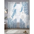 thumbnail image 1 of Navy Blue Coastal Sheer Curtains for Living Room Bedroom Summer Lobster Coral Nautical Sheer Curtains 84 Inch Long 2 Panels Set Light Filtering Curtain Window Treatments Drapes for Dining Room, 1 of 6