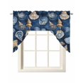 thumbnail image 1 of Navy Blue Coastal Swag Valances for Windows, Small Curtains Drapes, Nautical Summer Beach Shell Conch Kitchen Window Curtains Over Sink Window Treatment Valance for Bedroom/Bathroom 56"x36", 1 of 5