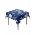 thumbnail image 1 of Navy Blue Coastal Table Cloth, Starfish Coral Ocean Conch Sea Nautical Waterproof Tablecloth for Square Tables, Reusable Washable Fabric Table Cover for Restaurant Kitchen Dining Tables 60"x60", 1 of 6