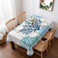 thumbnail image 1 of Navy Blue Coastal Table Cloth Waterproof Tablecloths, Turquoise Coral Ocean Modern Sea Tablecloth Dining Table Cover for Kitchen Party Tabletop Outdoor, Rectangle Tablecloth 52x70 Inch, 1 of 9