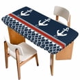 thumbnail image 1 of Navy Blue Coastal Table Cloths for 3 Foot Rectangle Tables, Nautical Ocean Sea Anchor Abstract Art Patio Waterproof Elastic Fitted Tablecloths, Washable Rectangular Table Cover for Camping, 1 of 8