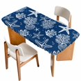 thumbnail image 1 of Navy Blue Coastal Table Cloths for 5 Foot Rectangle Tables, Nautical Beach Starfish Coral Summer Patio Waterproof Elastic Fitted Tablecloths, Washable Rectangular Table Cover for Camping, 1 of 8