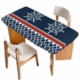 thumbnail image 1 of Navy Blue Coastal Table Cloths for 6 Foot Rectangle Tables, Nautical Ocean Sea Rudder Abstract Art Patio Waterproof Elastic Fitted Tablecloths, Washable Rectangular Table Cover for Camping, 1 of 8