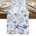 thumbnail image 1 of Navy Blue Coastal Table Runner - 108 Inch Long, Kitchen Dining Table Runner Dresser Scarves, Nautical Ocean Shell Starfish Sea Farmhouse Decor for Coffee Tables Wedding Party Banquet, 1 of 8