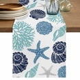 thumbnail image 1 of Navy Blue Coastal Table Runner 70 Inches, Starfish Shell Coral Summer Beach Ocean Bed Runner Dresser Scarves Tabletop for Indoor Outdoor Parties/Ceremony/Banquet, 13" x 70", 1 of 9