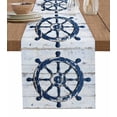 thumbnail image 1 of Navy Blue Coastal Table Runner 72 Inches, Nautical Summer Rudder Vintage Bed Runner Dresser Scarves Tabletop for Indoor Outdoor Parties/Ceremony/Banquet, 18" x 72", 1 of 8