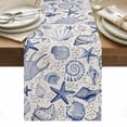 thumbnail image 1 of Navy Blue Coastal Table Runner - 90 Inch Long, Kitchen Dining Table Runner Dresser Scarves, Nautical Ocean Shell Starfish Sea Rustic Farmhouse Decor for Coffee Tables Wedding Party Banquet, 1 of 8