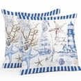 thumbnail image 1 of Navy Blue Coastal Throw Pillow Covers 24x24 Inch Set of 2, Summer Nautical Lighthouse Starfish Waterproof Outdoor Pillow Covers, Decorative Cushion Pillowcases for Couch, Sofa, Bed, Garden, Patio, 1 of 9