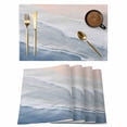 thumbnail image 1 of Navy Blue Coastal Wave Placemats Set of 12, Summer Modern Ocean Beach Placemats for Dining Table, Place Mats for Kitchen Tabletop, Waterproof Wipeable Dining Table Mats Set, 1 of 9
