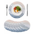 thumbnail image 1 of Navy Blue Coastal Wave Round 13 Inch Placemats Set of 8, Summer Modern Ocean Beach HeatResistant Non Slip Place Mats for Dining Table, Wipeable Braided Kitchen Table Mats for Housewarming, 1 of 9