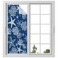 thumbnail image 1 of Navy Blue Coastal Window Privacy Film, Nautical Beach Starfish Coral Summer Static Cling UV Sun Blocking Heat Control Window Tint Day and Night, Non-Adhesive One Way Windows Privacy Cover 23.6''x59'', 1 of 7