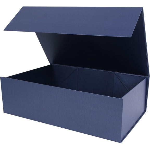 Navy Blue Collapsible Gift Box with Magnetic Closure Lids 13.8x9x4.3 in, Large Bridesmaid Groomsman Proposal Boxes, Rectangle Present Box for Graduation Birthday Storage 1 Pack