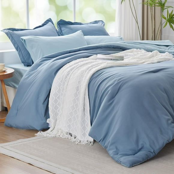 Navy Blue Comforter Set Twin XL Reversible Bedding Set, 5 Pieces Soft Bed in a Bag Twin XL with Comforter, Sheets, Pillowcase & Sham, All Seasons Boho Twin XL Bed Set