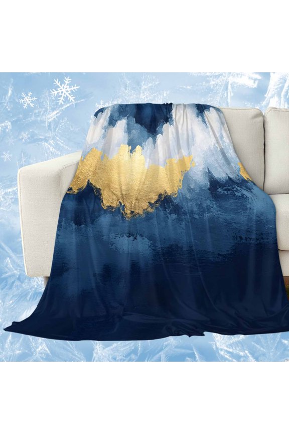 Navy Blue Cooling Blanket for Hot Sleepers, Soft Breathable Cool Summer Blanket for Night Sweats, Abstract Modern Oil Painting Art Lightweight Ice Silk Sofa Throw Blankets All Season 40"x60"