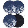 thumbnail image 1 of Navy Blue Coral Coastal Coasters Set of 4, Absorbent Coasters for Drinks, Seaside Nautical Summer Ocean Sea Coaster for Desk Coffee Table Protection, Home Decor House Warming Gifts 4", 1 of 8