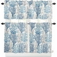 thumbnail image 1 of Navy Blue Coral Coastal Kitchen Curtains Set Short Half Curtains 36 Inches Length, Summer Beach Seaside Nautical Rod Pocket Window Treatment Bedroom Tiers and Valance Set for Cafe Bathroom, 1 of 1